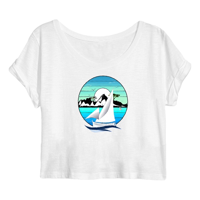Crop top " Les calanques" 100 % coton biologique. - Image