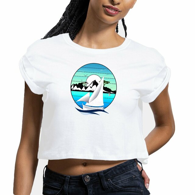 Crop top " Les calanques" 100 % coton biologique.