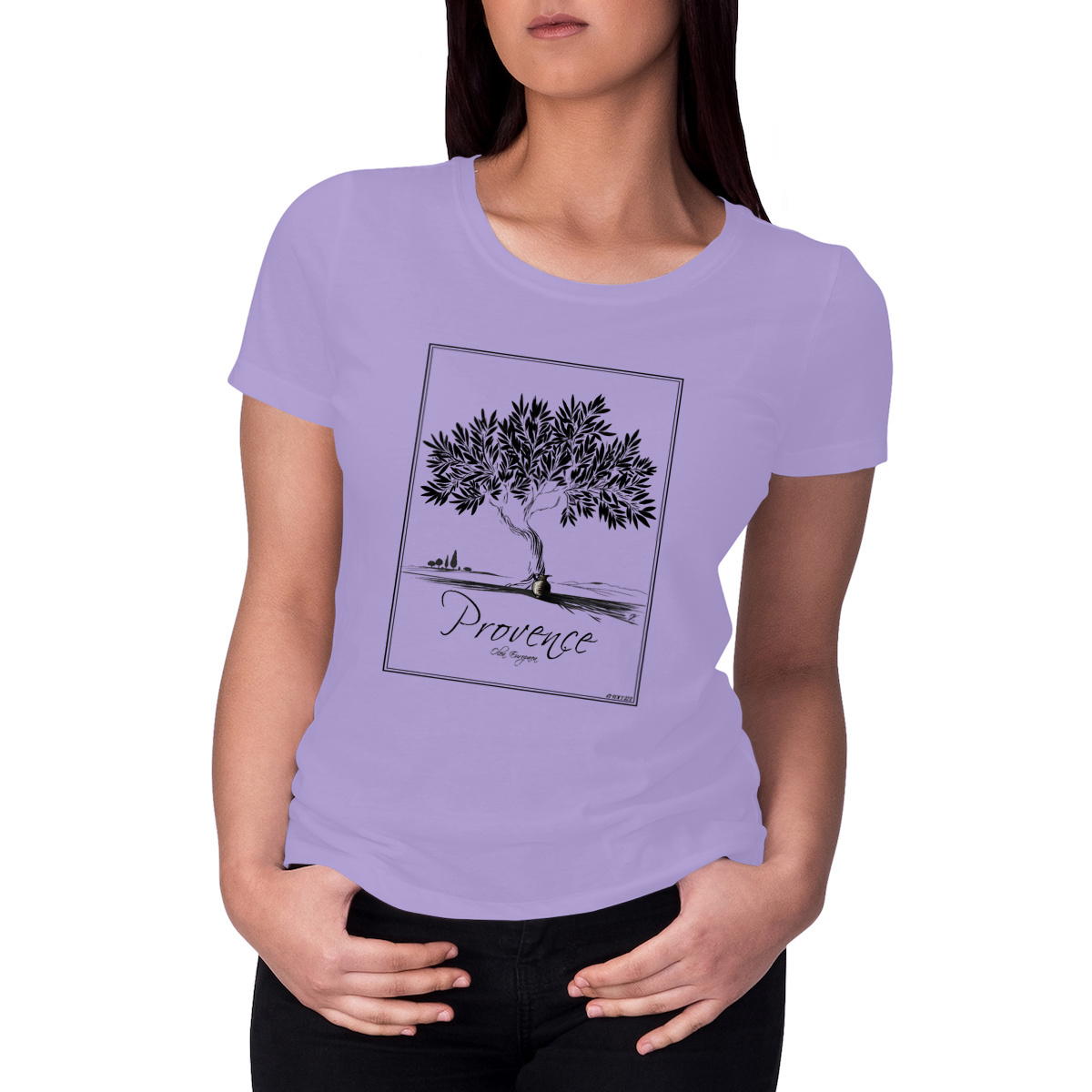 T-shirt épais Olivier méditerranéen noir, élégance de Provence