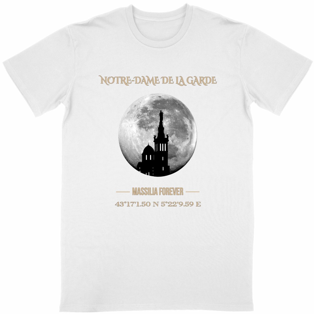 T-shirt unisexe Notre-Dame de la Garde — Lune — Marseille - Image