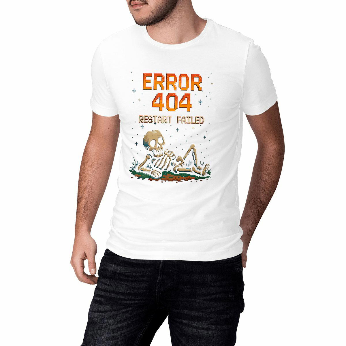 Error 404 Restart Failed- Retro Gaming Glitch Art