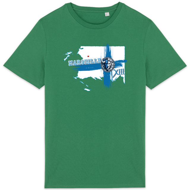 T-shirt coton bio - Marseille XIII - carte des Calanques Design Art - Image