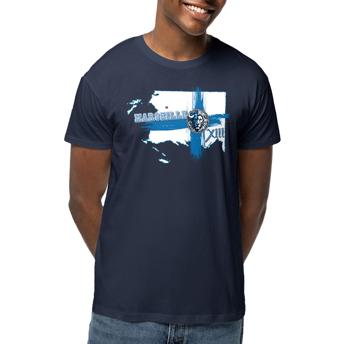 T-shirt coton bio - Marseille XIII - carte des Calanques Design Art