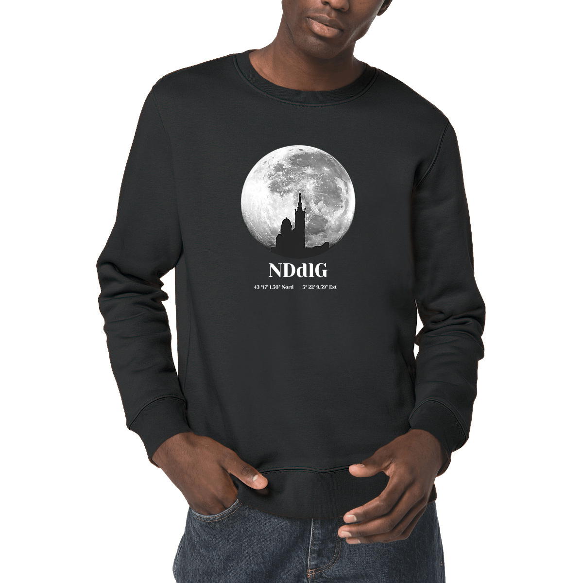 Sweat Art Marseille Lune Notre Dame Garde Design Minimaliste