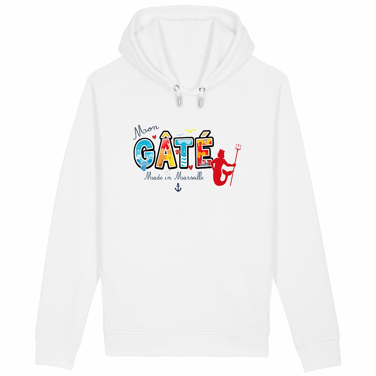 Sweat à capuche - Mon Gâté- Expression Marseillaise poséidon - Image