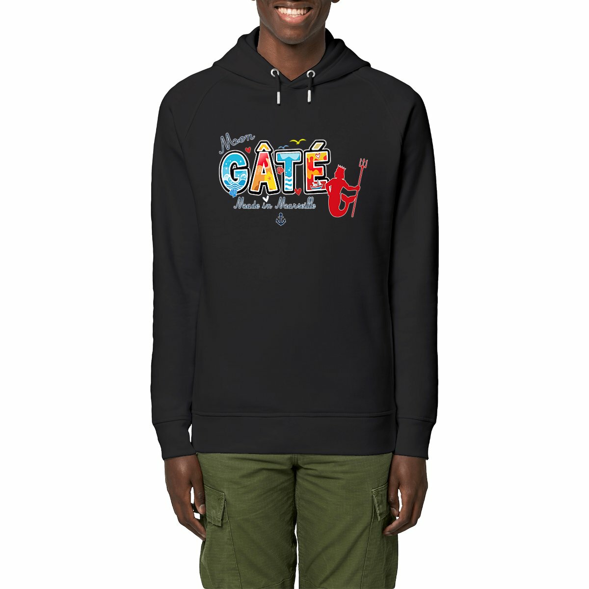 Sweat à capuche - Mon Gâté- Expression Marseillaise poséidon