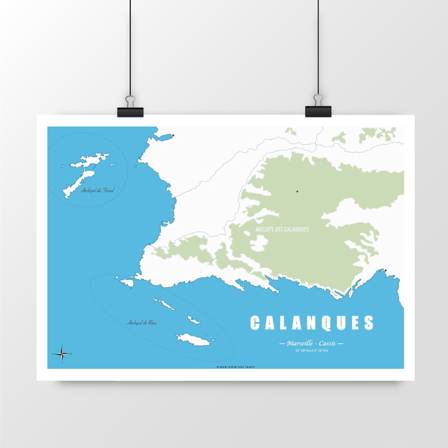 Poster Calanques Marseille Design Minimaliste Côte Bleue - Image