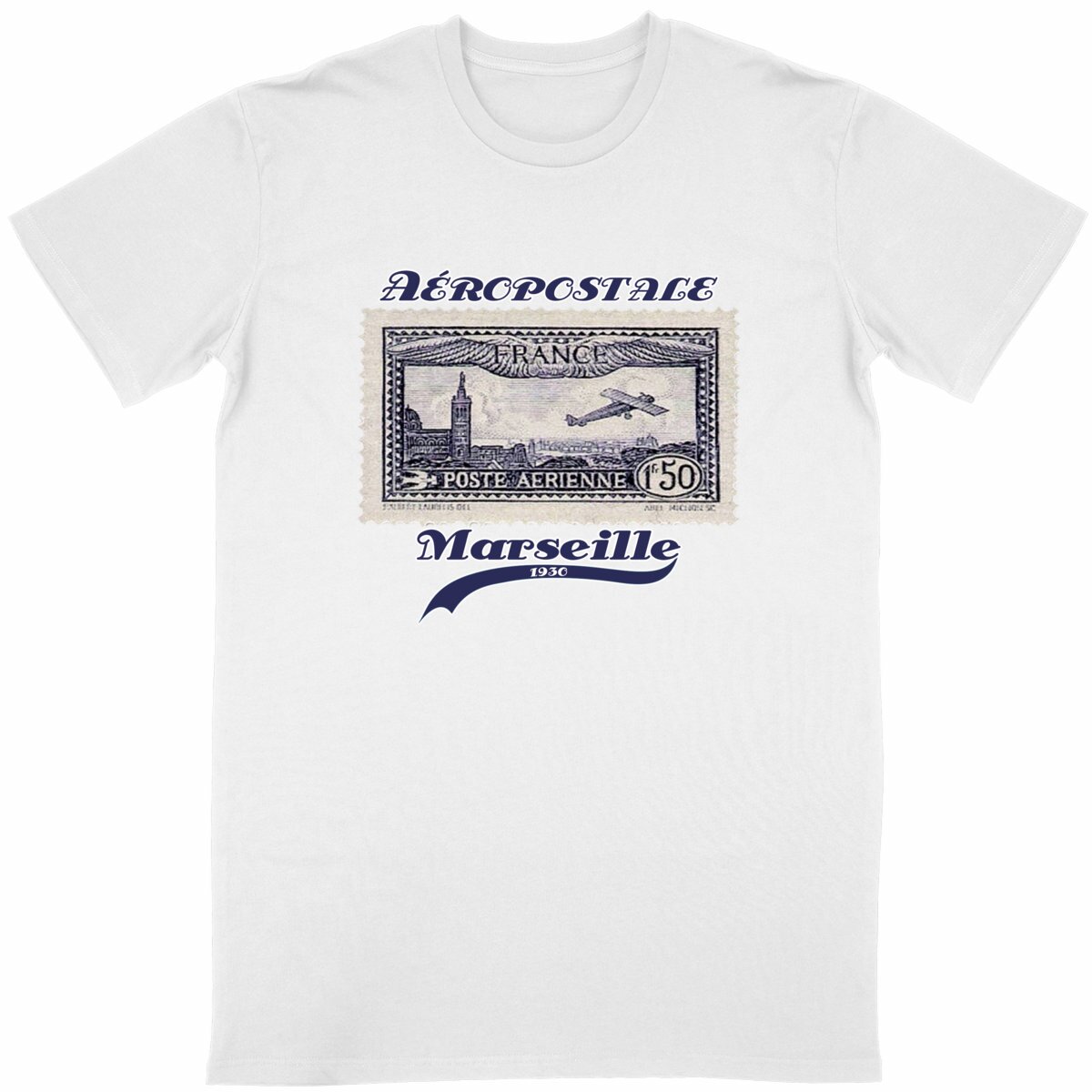 T-shirt Unisexe Classique - Aviation Postale Vintage Marseille - Image