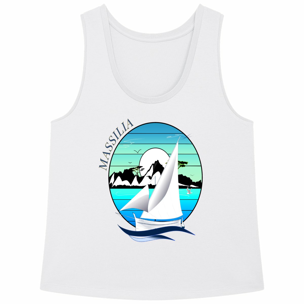 Débardeur Femme Ample - Design Massilia Calanques  - Image