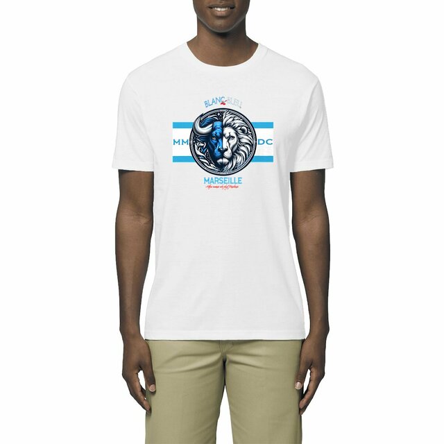 Marseille fan zone - Emblème, supporter, blanc et bleu