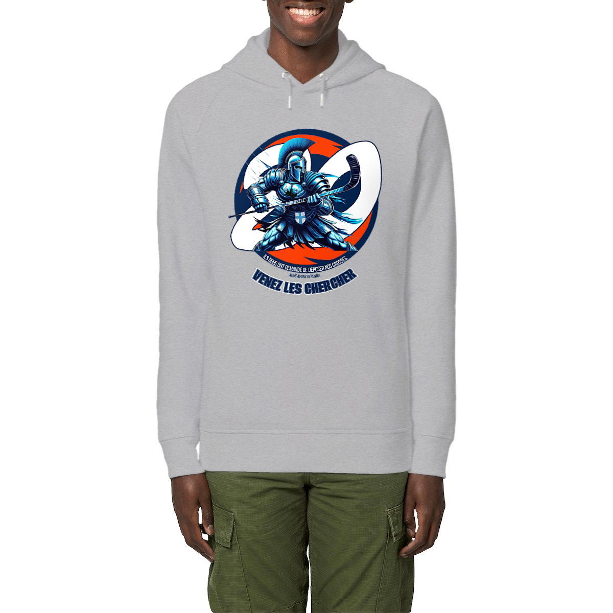 Sweat à capuche Spartiate Hockeyeur Marseille Guerrier Armure Bleu