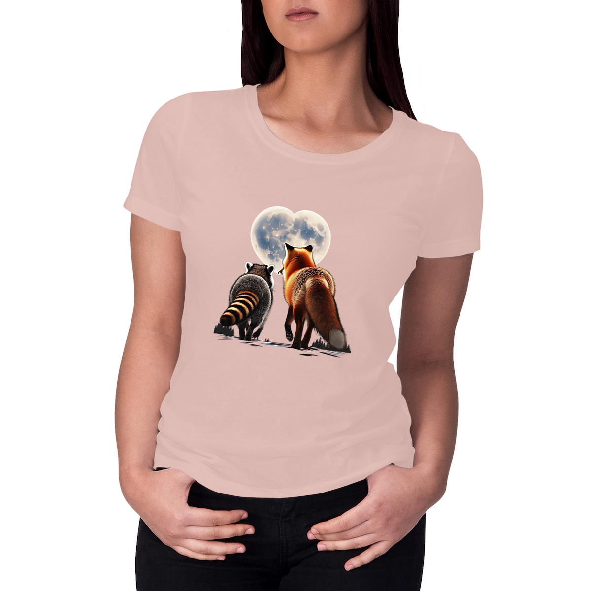 Renard Roux et Raton Laveur : Idylle sous la Lune en Forme de Cœur