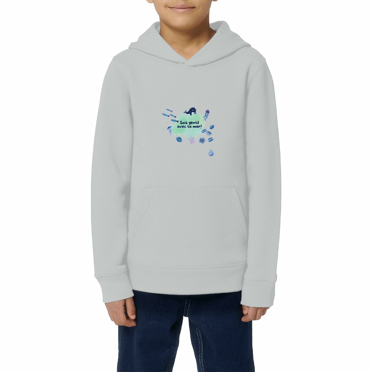 Image front Hoodie Sois gentil avec ta mer Enfant