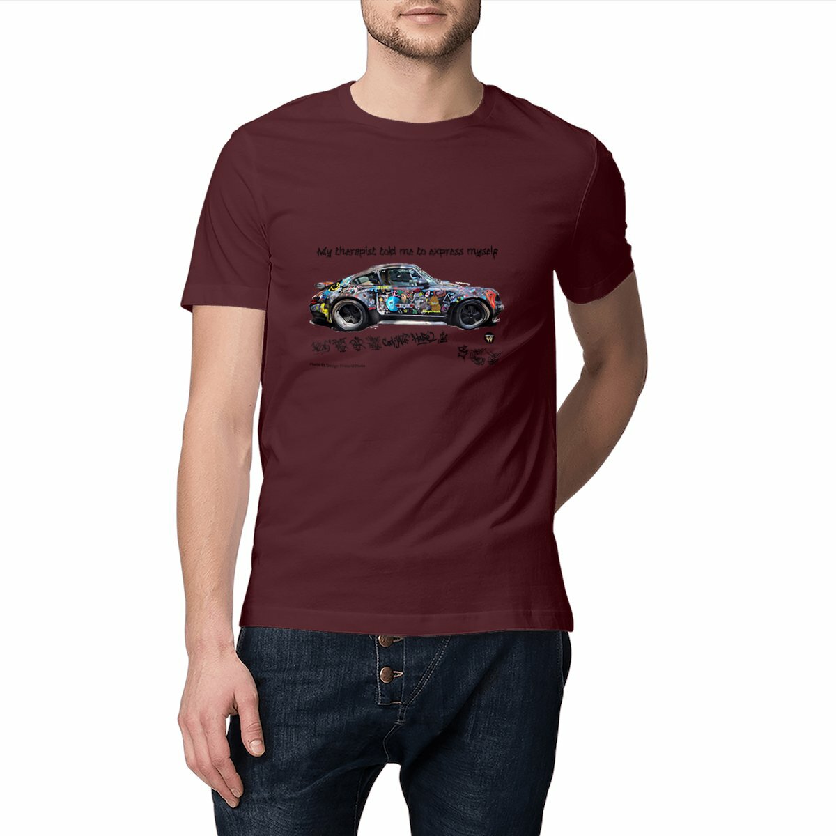 T-shirt Unisexe Classique avec Porsche Artistique