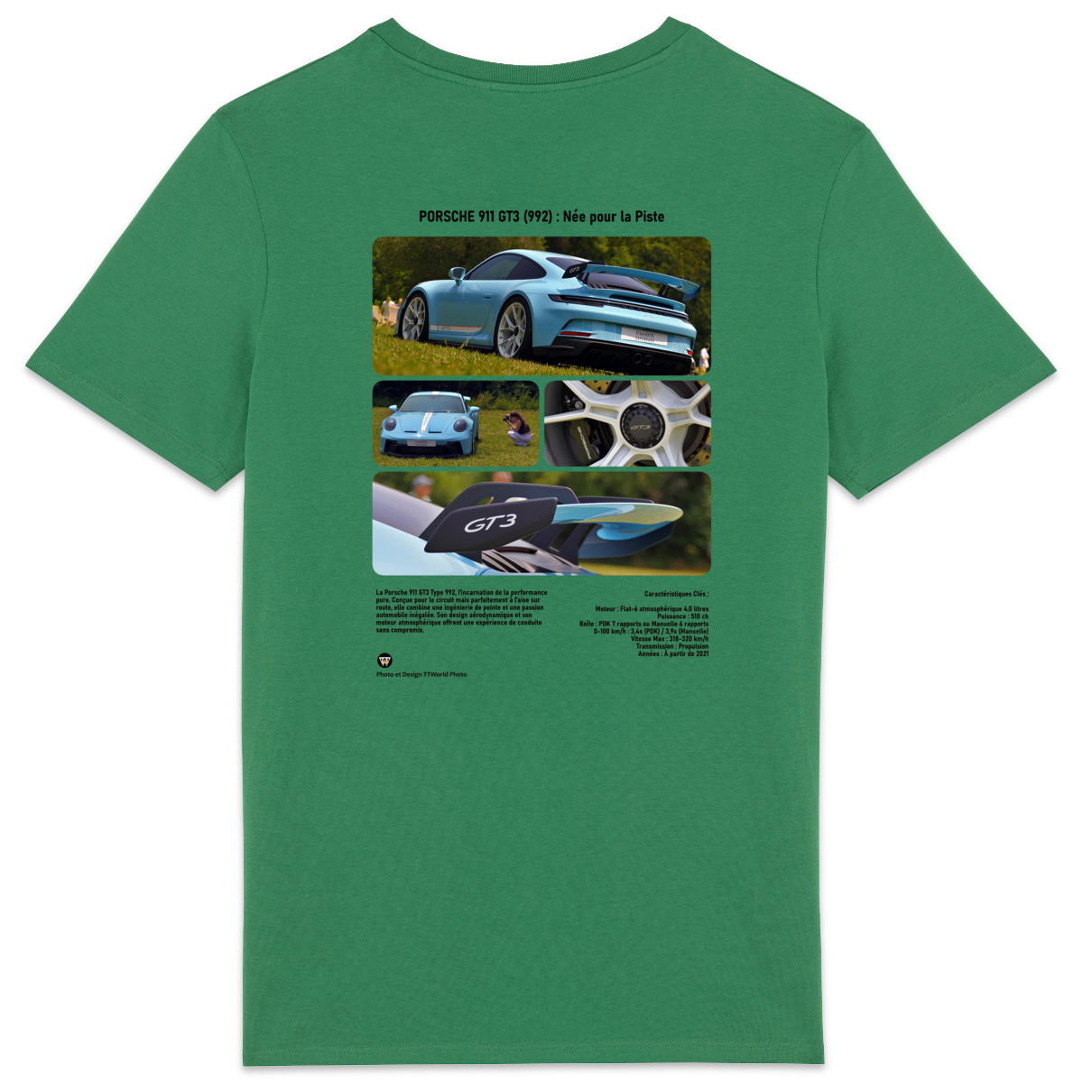 T-shirt unisexe léger - Porsche GT3 bleue - Image