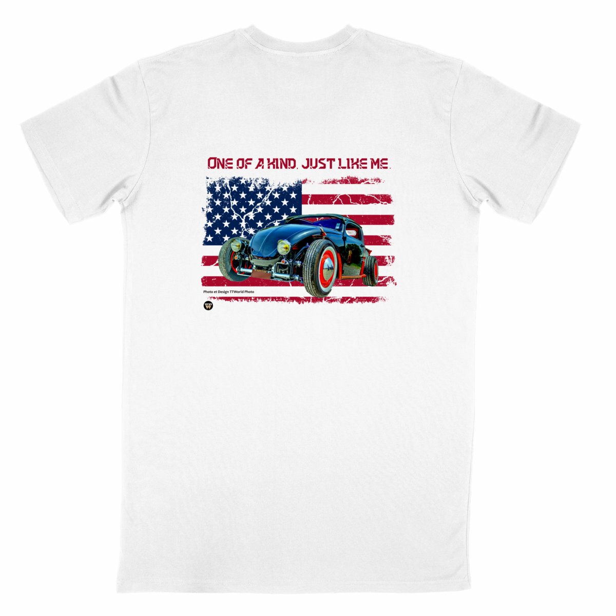 T-shirt Unisexe Classique avec Volksrod et Drapeau Américain - Image