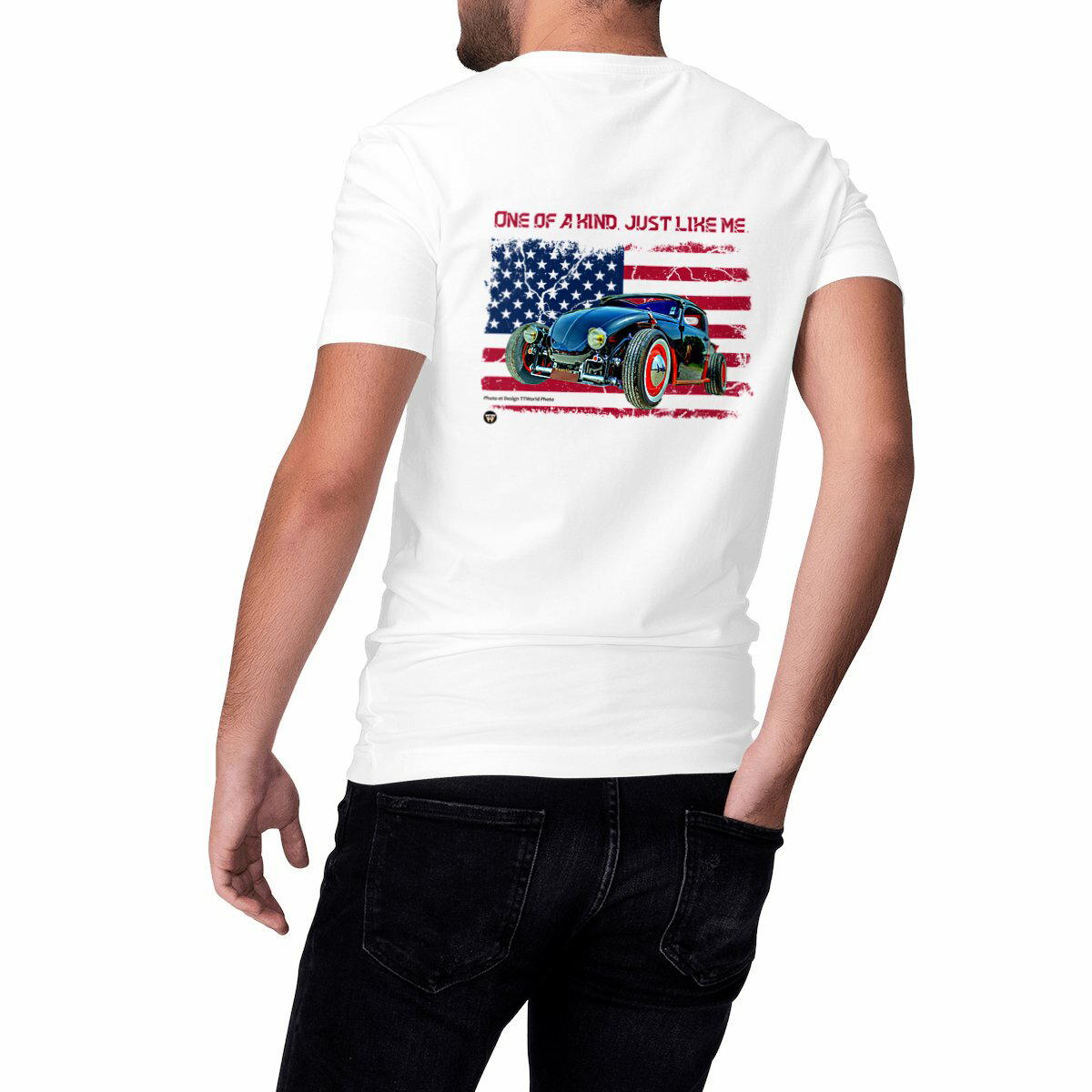 T-shirt Unisexe Classique avec Volksrod et Drapeau Américain