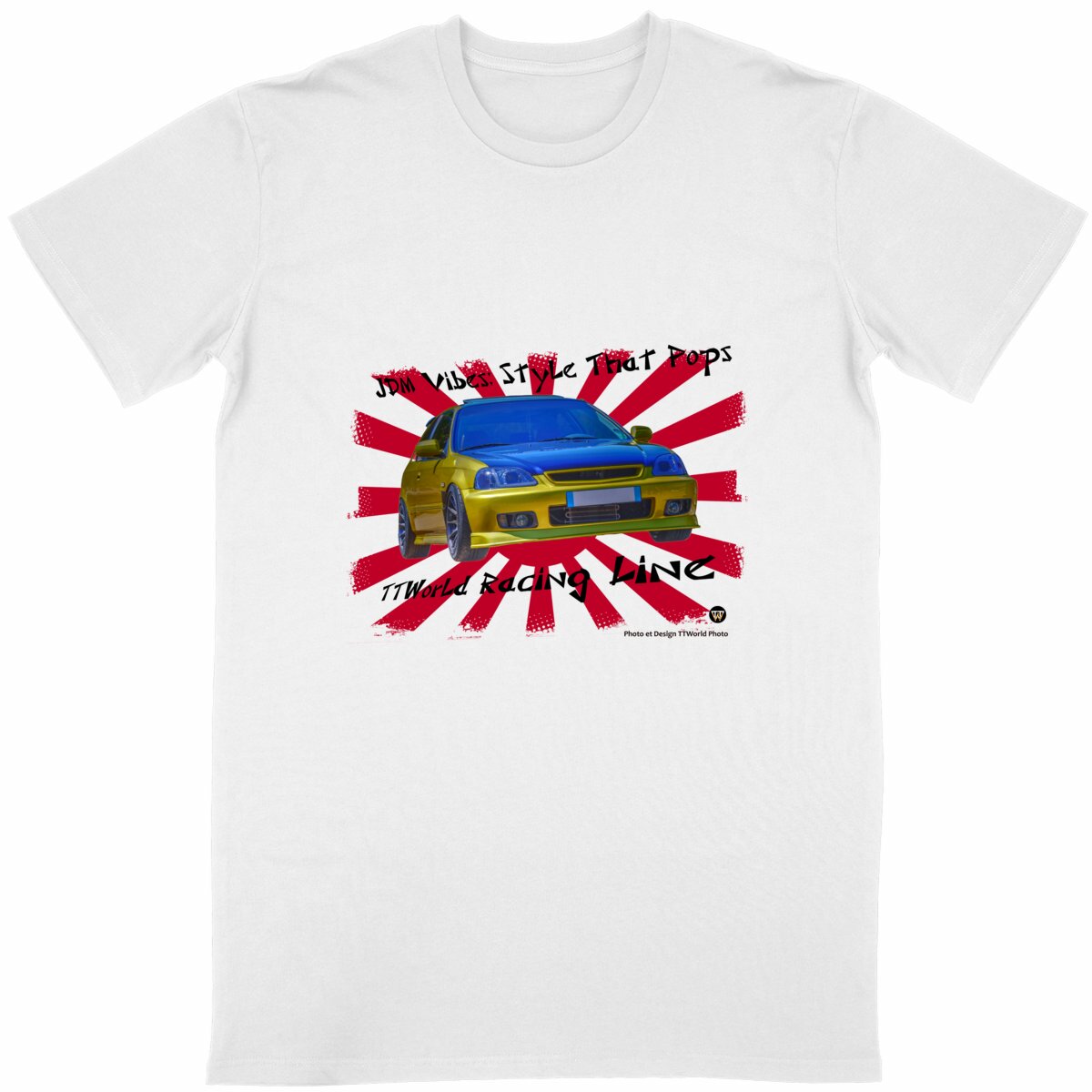 T-shirt Unisexe Classique - Honda Civic Drapeau Japonais - Image