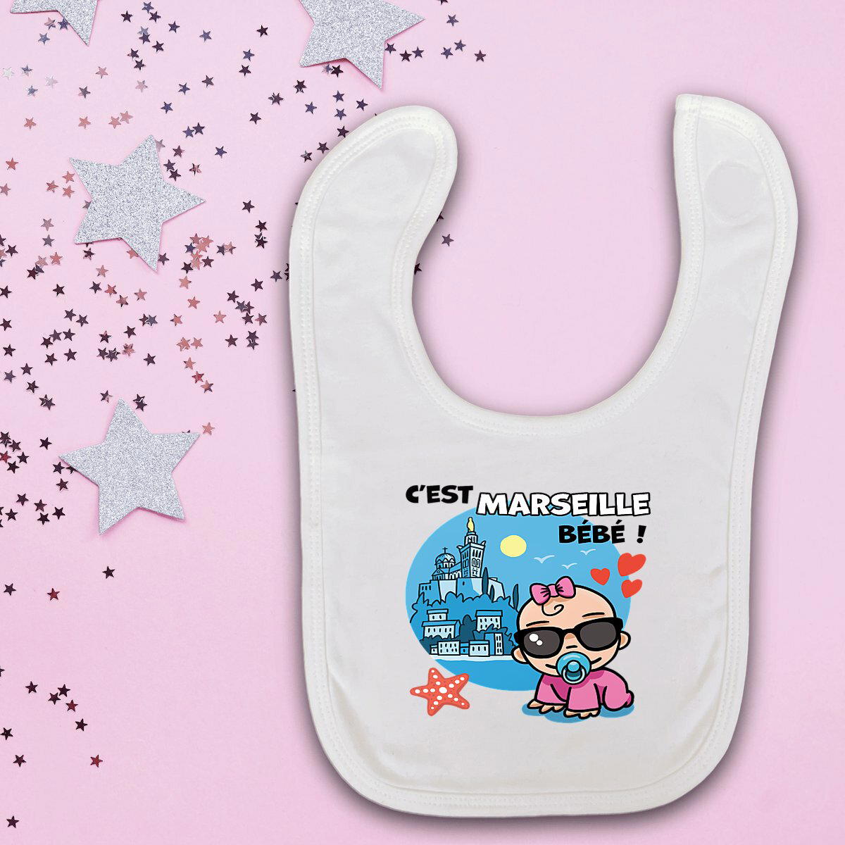 Image front Bavoir - "c'est Marseille bébé !" - Premium+