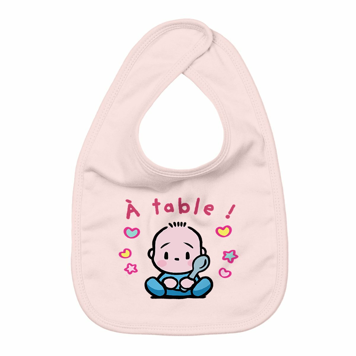 Image back Bavoir mignon à message "À table !"