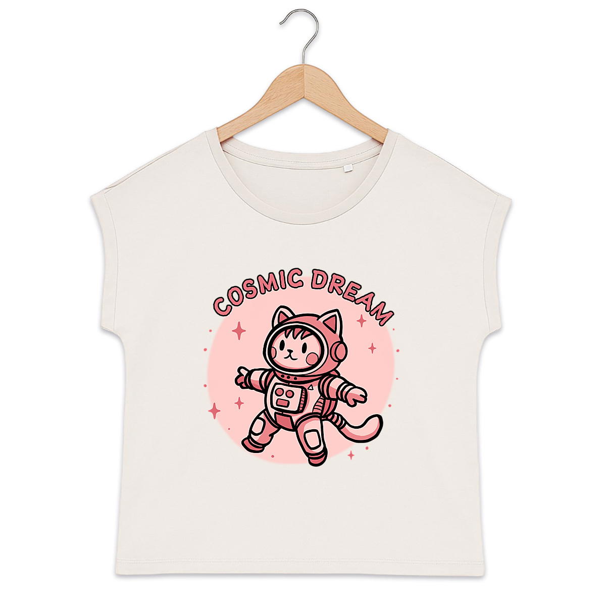 Image back T-shirt femme biologique manches à revers Cosmic Dream