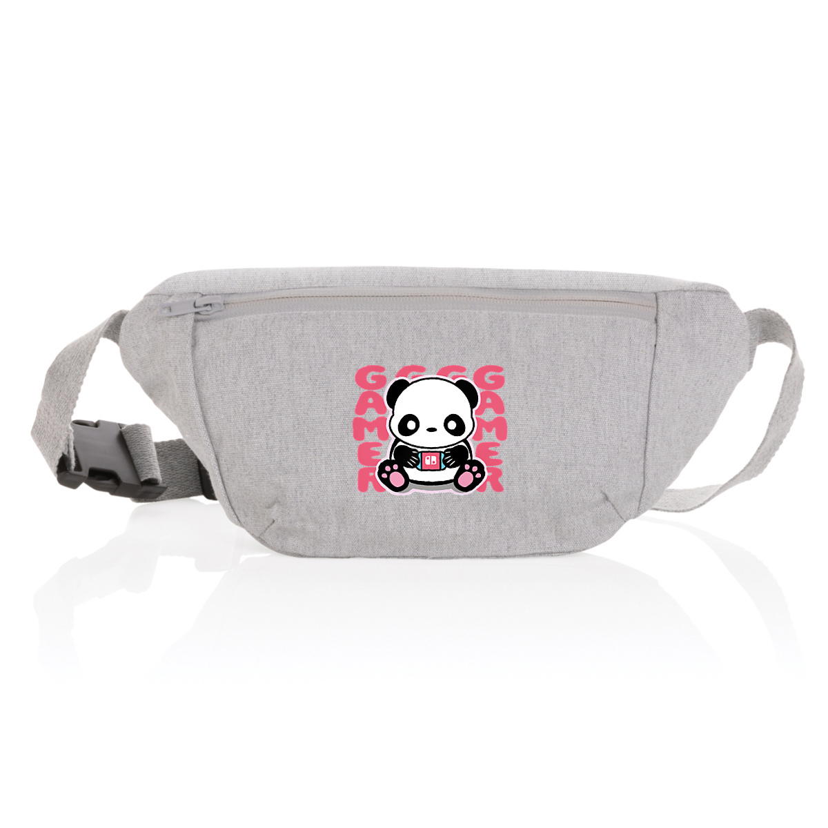 Image back Sac banane en toile recyclée "panda gamer"