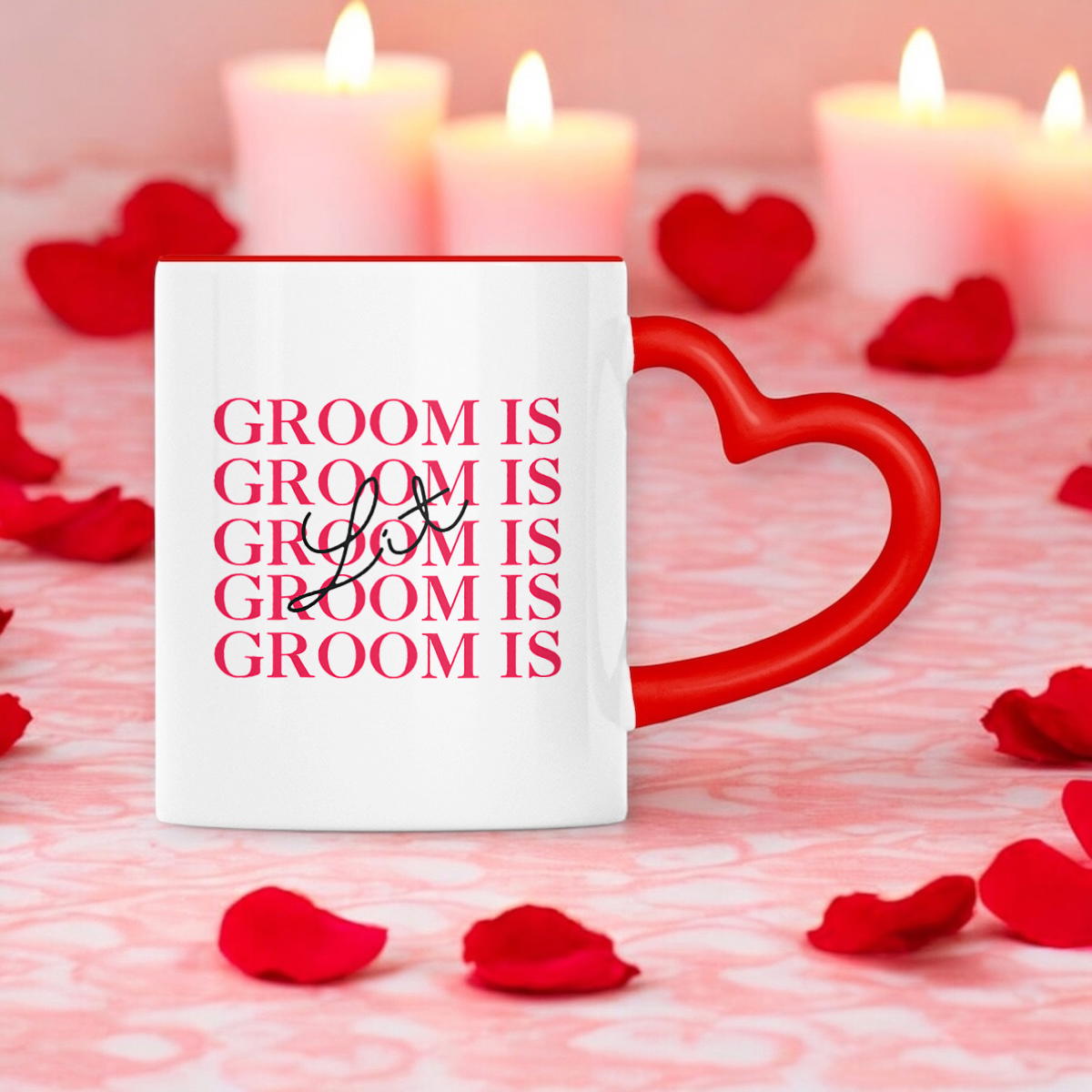 Groom” mug with heart-shaped handle - Love Celebration Collection