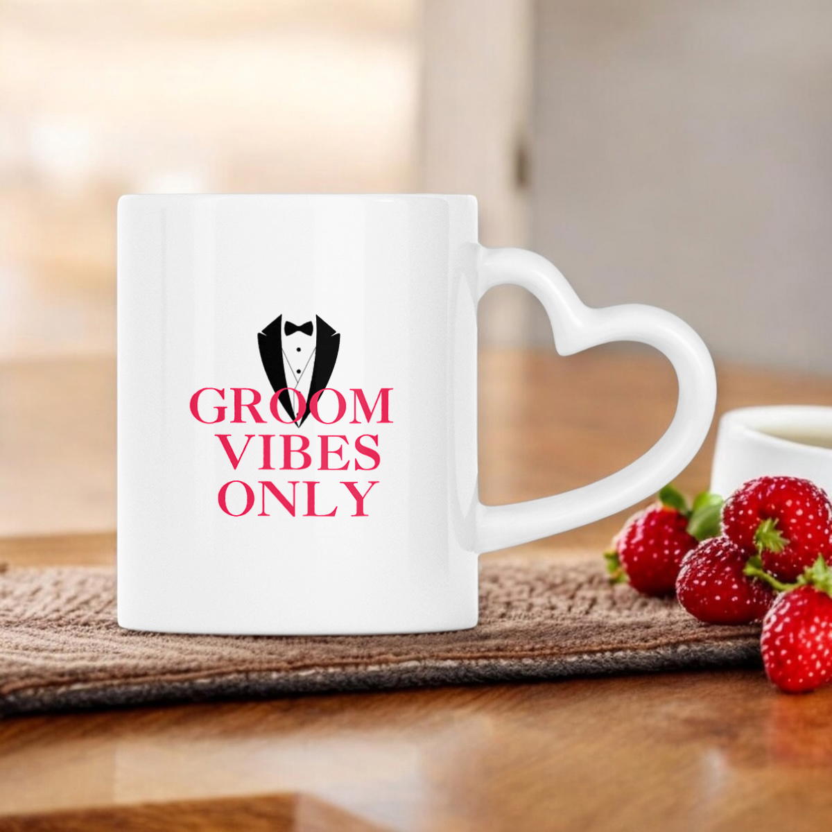 Mug with heart-shaped handle - Groom Vibes Only | Love Celebration Collection
