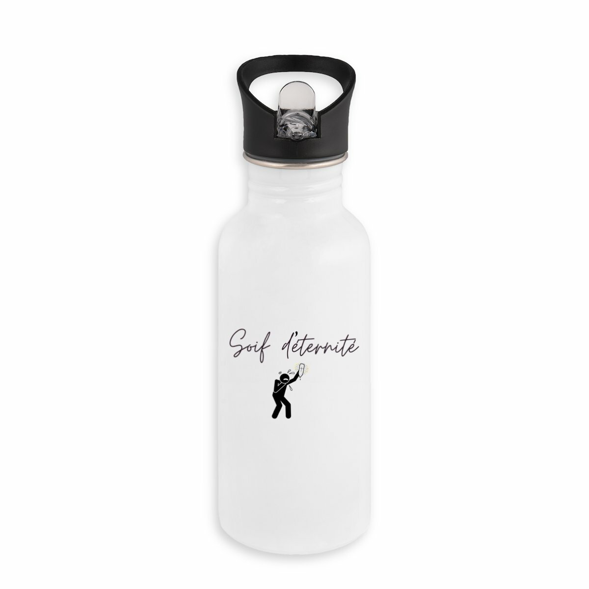 Bouteille en inox avec paille Soif d'éternité - Image