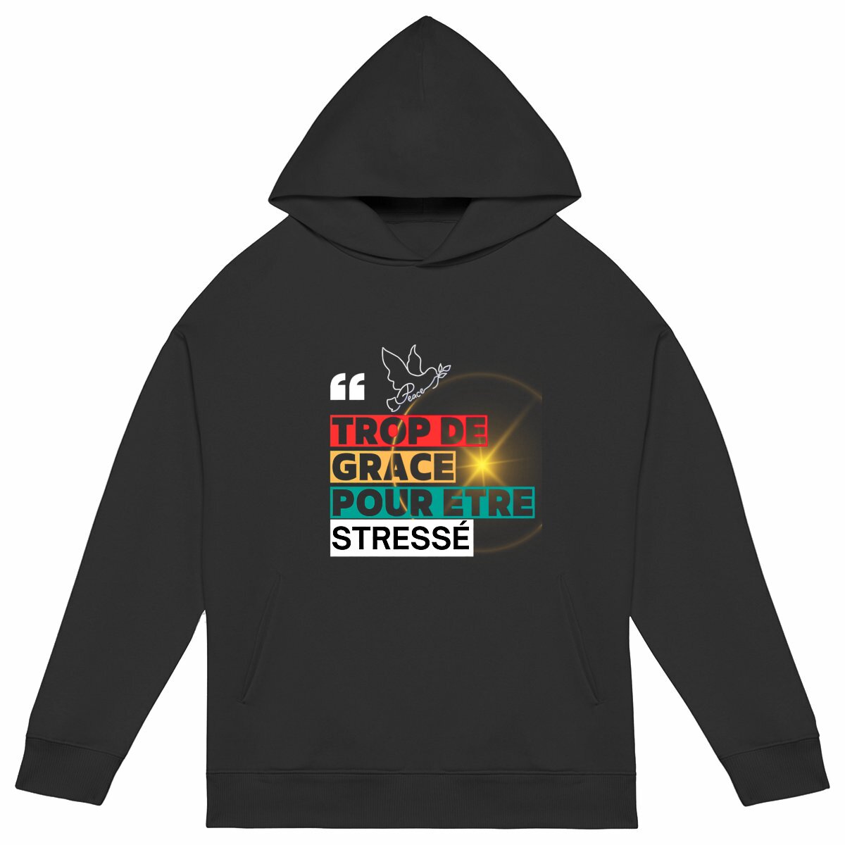 Homme Sweat chrétien à capuche Oversized Trop de grâce pour être stressé - Image