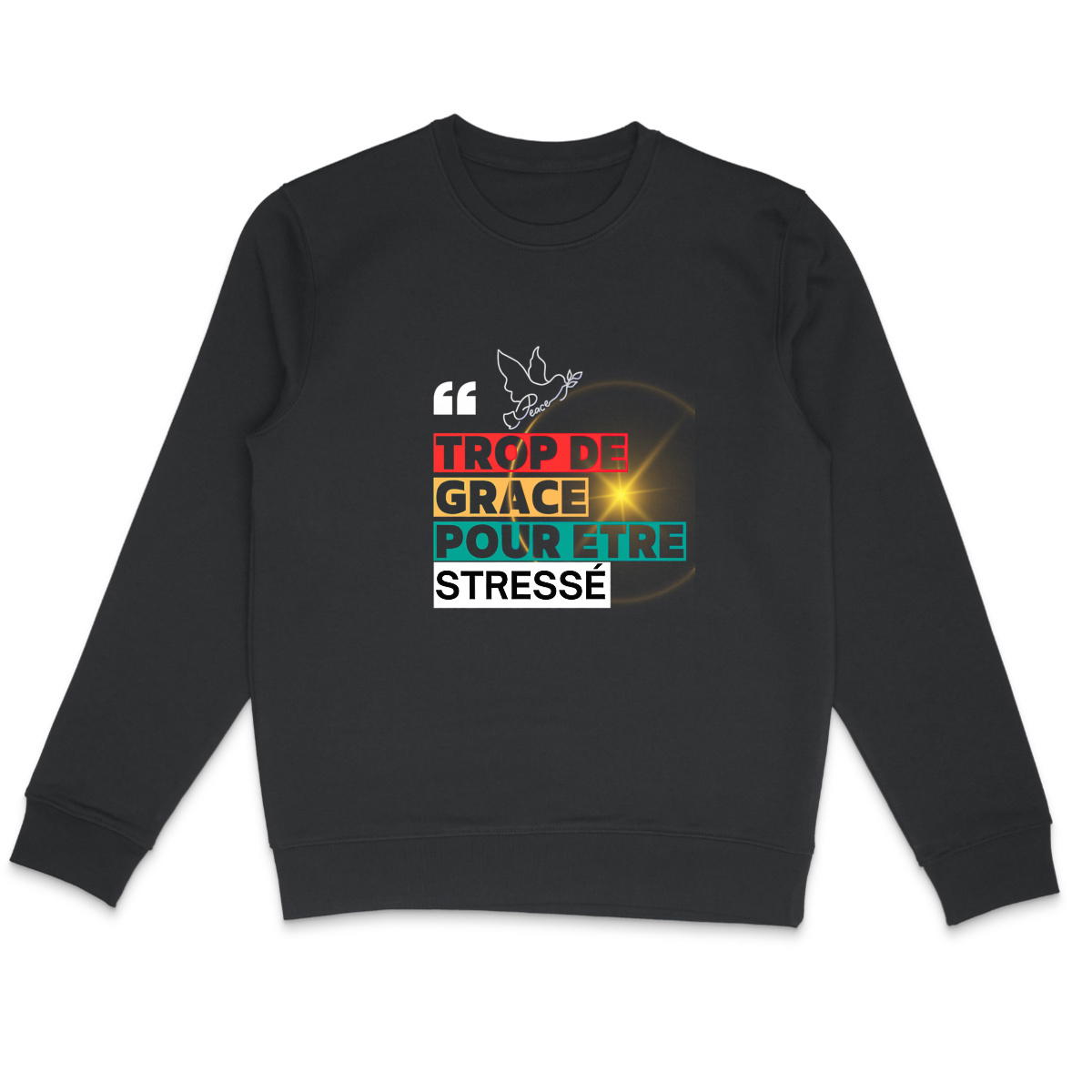 Homme Sweat-shirt Chrétien Léger - Trop de Grâce pour Être Stressé - Image