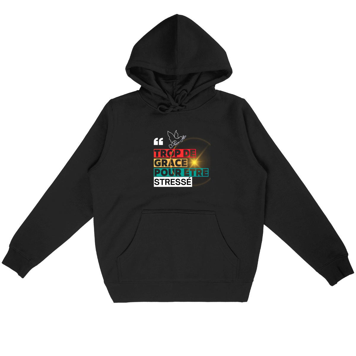 Homme Sweat Chrétien à Capuche LEGER - Trop de Grâce pour Être Stressé