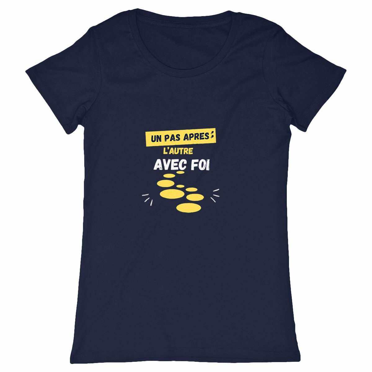 T-shirt Chrétien Classique Unisex Un pas après l'autre avec FOI - Image