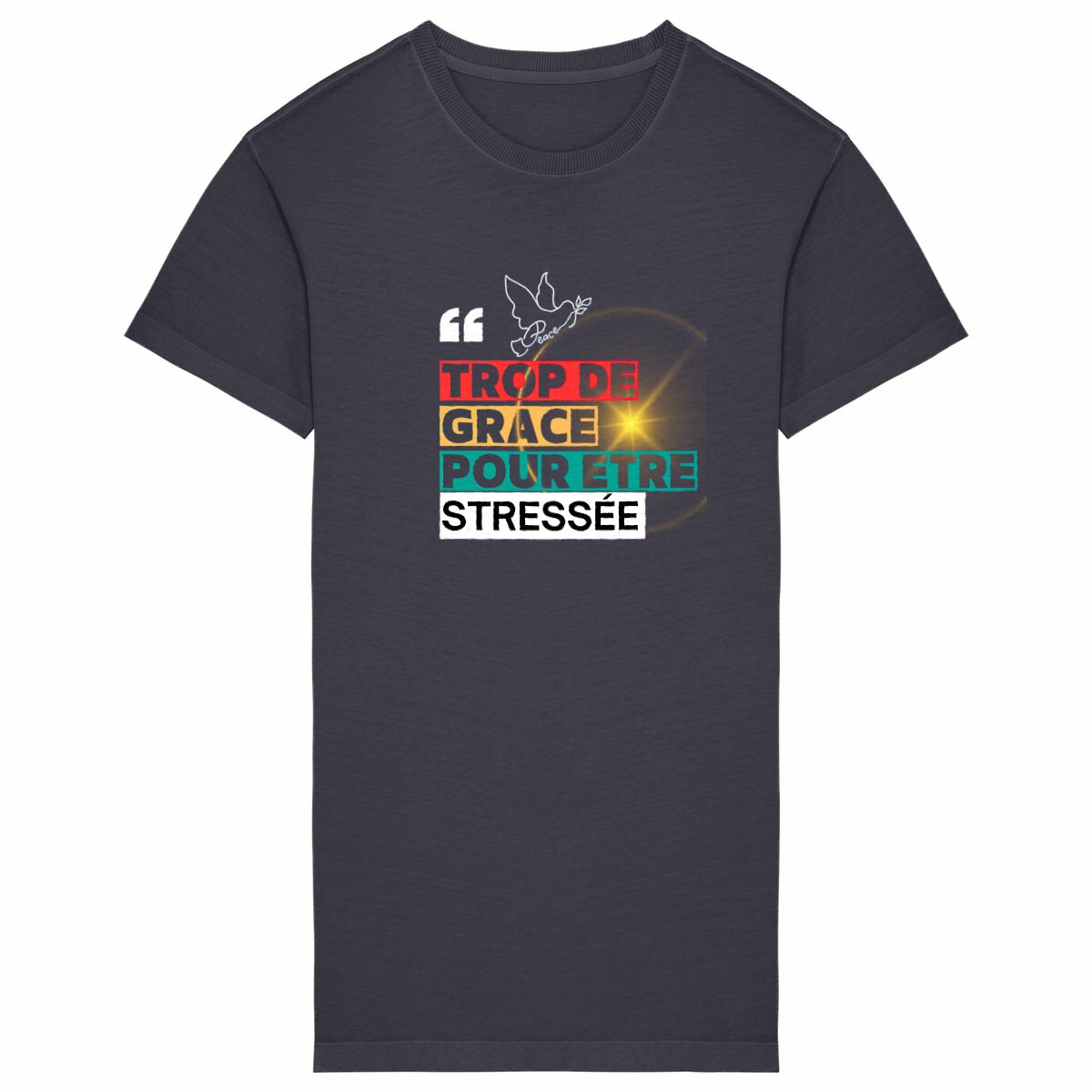 Femme Robe T-shirt chrétien Vintinge - Trop de grâce pour être stressée - Image