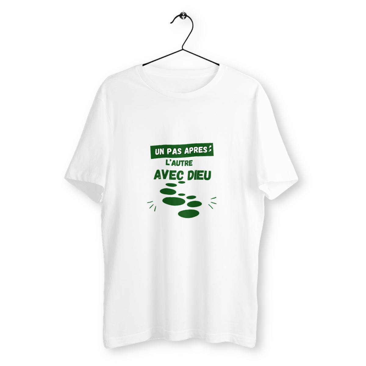 T-shirt UNISEXE Chrétien Classique - Un Pas Après L'autre avec Dieu - Image