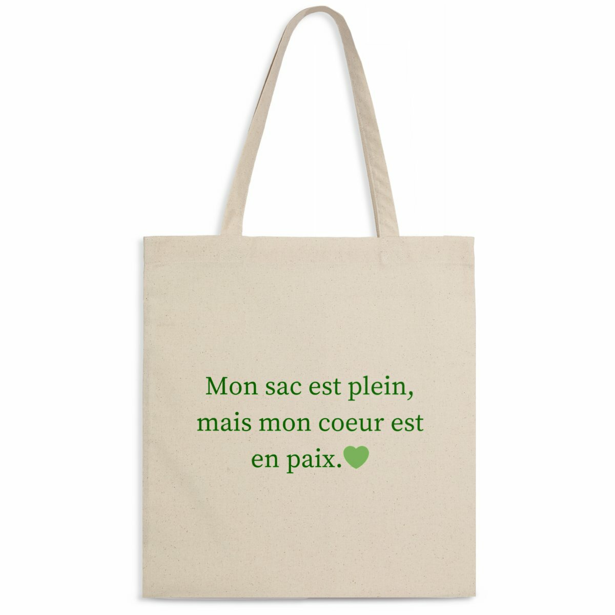 Totebag chrétien léger Mon sac est plein mais mon coeur est en paix