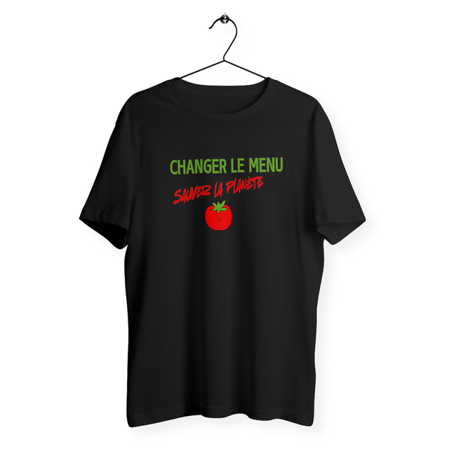 Changer le menu, sauver la planète - T-shirt Bioéthique – Mode engagée pour une alimentation durable - Image