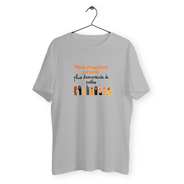 Moins d'empreinte carbone, plus d'empreinte de pattes -T-shirt Bioéthique – Mode engagée pour la planète et les animaux - Image