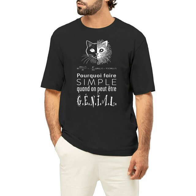 Image front T-shirt noir oversized pour les génies