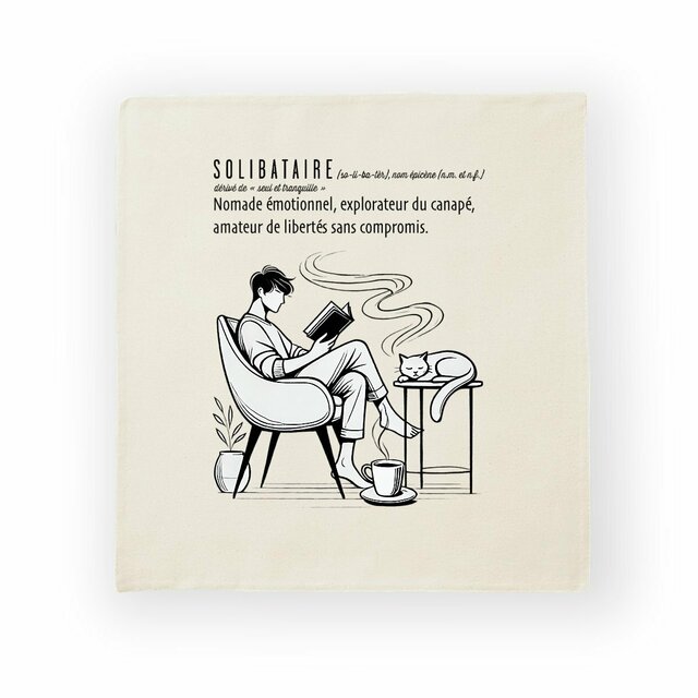 Image back Housse de coussin en coton - Solibataire - Homme