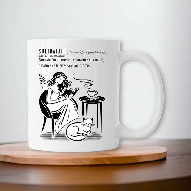 Image front Mug Céramique pour toutes les solibataires (avec ou sans chat)