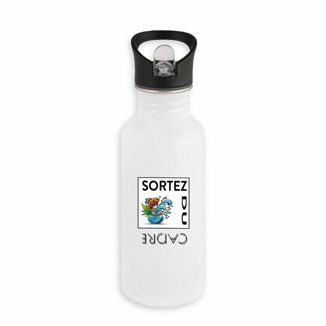 Image back Bouteille en inox avec paille Sortez du cadre !