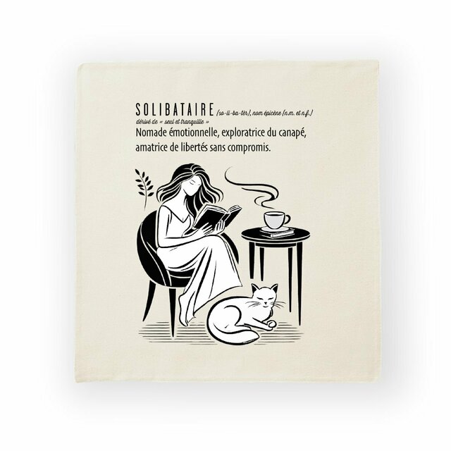 Image back Housse de coussin en coton - Solibataire Femme