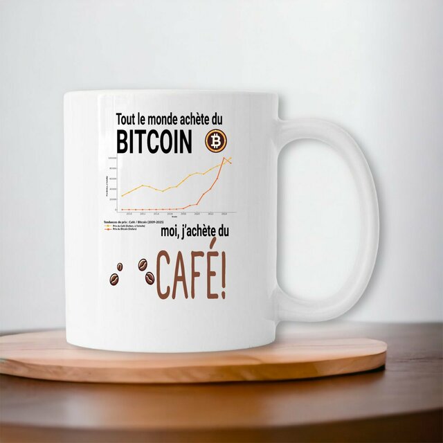 Image front Mug céramique - Prix du Bitcoin vs Prix du Café