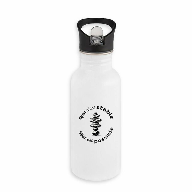 Image back Bouteille en inox avec paille - équilibre de pierres