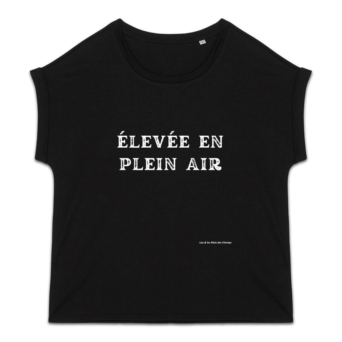 Image back T-shirt femme biologique manches à revers élevée en plein air