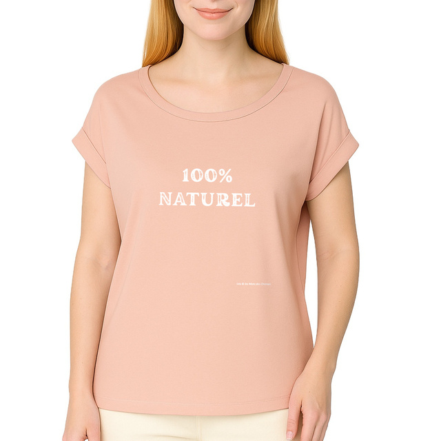 Image front T-shirt femme biologique manches à revers 100% naturelle