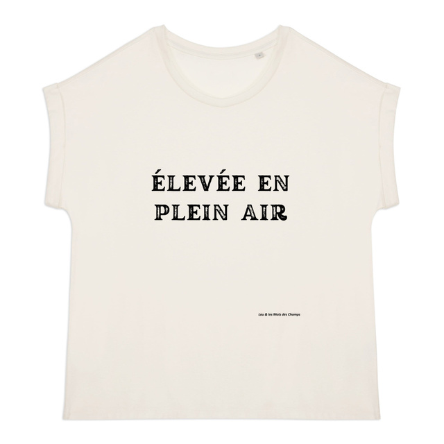 Image back T-shirt femme biologique manches à revers élevée en plein air