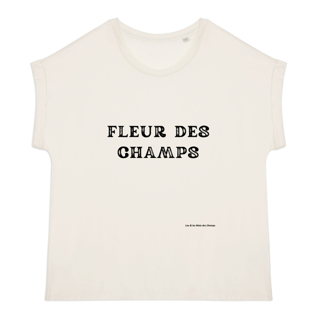 Image back T-shirt femme biologique manches à revers fleur des champs