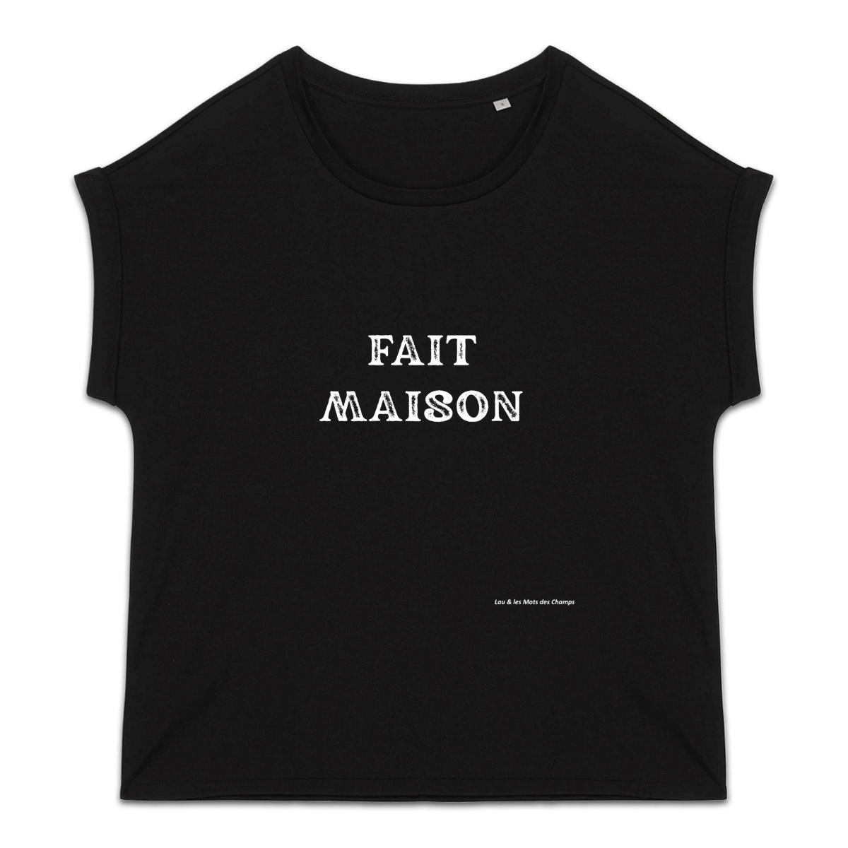 Image back T-shirt femme biologique manches à revers fait maison